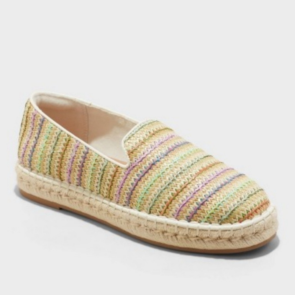 Universal Thread Cream and Green Espadrille Slip-Ons